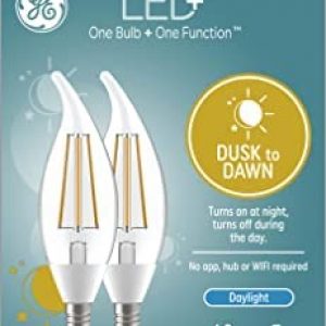 GE LED+ Dusk to Dawn Outdoor Decorative Light Bulbs, Sunlight Sensor, Daylight, Automatic On/Off Light Sensing Bulbs – 2 Count (Pack of 1)