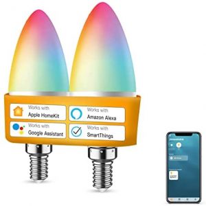 DoHome Smart Candelabra LED Bulbs Work with Apple HomeKit, Smart Light Bulbs Wi-Fi Dimmable Chandelier Light Bulbs E12 5W (40W Equivalent) 450LM Smart Bulbs Work with Alexa Google Home and SmartThings