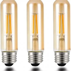 T10 LED Bulbs 2200K Warm White, 4W Amber Colored Tubular Edison Light Bulbs, E26 Medium Base,40 Watt Equivalent, Dimmable Tube Vintage Led Bulbs, LED Filament Bulb for Desk Lamp, Display Pendant Light