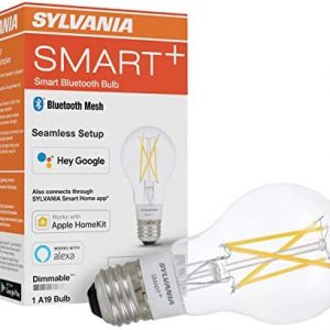 SYLVANIA SMART+ Bluetooth Clear Filament Soft White A19 LED Bulb, Compatible with Alexa, Apple HomeKit and Google Assistant, 1 pack