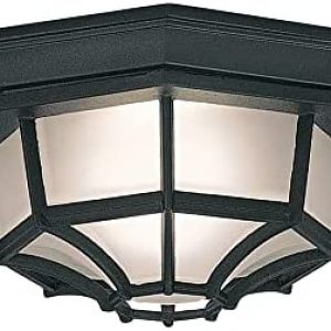 Designers Fountain 2067-BK Builder Cast Outdoor Flush Mount Ceiling Light, 10.5 in W, Black