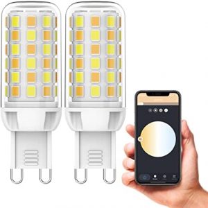YUIIP Smart Dimmable G9 LED Light Bulbs 4W Replacement 40W Halogen Bulb, Wi-Fi & Voice Control Compatible Dimmable Smart LED Bulb, Compatible with Alexa, Google Home, 2 Pack