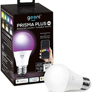 Geeni Prisma Plus 800 WiFi LED Smart Light Bulb, Brighter Color & Tunable White (2700-6500K), 1-Pack, A19 60W, No Hub Required, Light Bulb Works with Amazon Alexa, Google Home