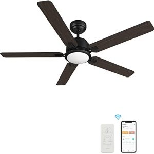 CEME Smart Ceiling Fan with Lights, Indoor & Outdoor Ceiling Fan with Remote, 10 Speeds Smart Ceiling Fan Works with Alexa, Siri & Google, 52 Inch Modern Ceiling Fan with DC Motor, Black Ceiling Fan