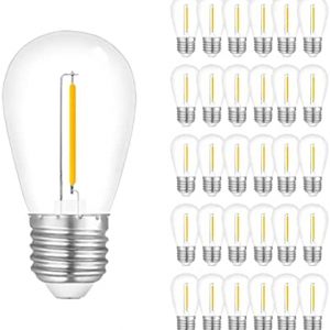 Visther 30-Pack S14 Edison Light Bulbs LED 1W, Shatterproof, Replacement Bulbs for String Lights, Patio Low 1 Wattage E26 Outdoor led Filament Clear Bulb
