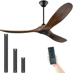 Ceiling Fan No Lights 70″ Large Ceiling Fan, Outdoor Ceiling Fan for Patio, Wooden Ceiling Fan Damp Rated 3 Blade Large Airflow Indoor Outdoor Farmhouse Ceiling Fan for Exterior House Porch Gazebo