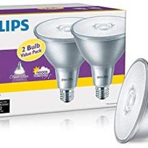 Philips Lighting Co 470054 90W Equivalent Bright Classic Glass Par38 Indoor/Outdoor Led Light Bulb (2Pack), White