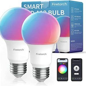Firetorch Smart Light Bulbs, WiFi Alexa Light Bulbs Compatible with Google Assistant, Full Color Changing Dimmable, A19, 9W 800 Lumens, 2.4Ghz, 60W Equivalent, No Hub Required