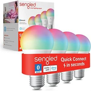 Sengled Smart Light Bulbs, Color Changing Alexa Light Bulb Bluetooth Mesh, Smart Bulbs That Work with Alexa Only, Dimmable LED Bulb A19 E26 Multicolor, High CRI, High Brightness, 9W 800LM, 4Pack