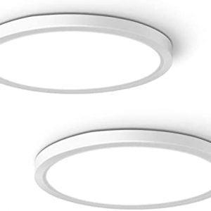 9 Inch 18W LED Flush Mount Ceiling Light Fixture, 5000K Daylight Modern Round Ceiling Fixtures, LED Ultra Thin Flat Pannel Lighting for Kitchen, Hallway, Porch, Closet room, Stairwell, 2Pack