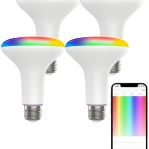 YEELIGHT Flood Light Bulbs, LED Light Bulb, Smart Bulbs That Work with Alexa & Google Home, Razer Chroma, BR30 E26 Smart Light Bulbs, RGBW Color Changing Light Bulbs No hub Required 850LM 4Pack