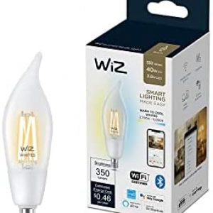 WiZ Connected Tunable White BA11 Smart WiFi Light Bulb with E12 Cap, Dimmable 2700K – 6500K, Smart Control with WiZ App, Google Assistant, and Siri Shortcuts, No Hub Required (603992)