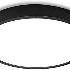 KIWIVIC 7 Inch LED Round Flat Panel Light – 18W 1800lm,6500K LED Ceiling Light for Porches, Closets, Stairs, Black,Wet Location