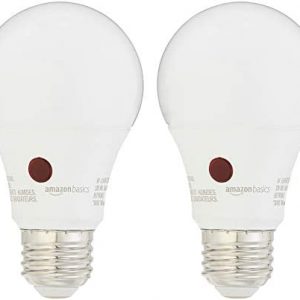 Amazon Basics 60W Equivalent, Soft White, Dusk to Dawn Sensor, Non-Dimmable, A19 LED Light Bulb | 2-Pack