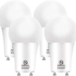 Energetic LED GU24 Base, A19 Shape, 60 Watt Equivalent (8.5W), 5000K Daylight, 800 Lumens, Non-Dimmable, 2 Pin LED Light Bulb, UL Listed, 4 Pack
