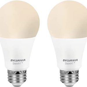 SYLVANIA Bluetooth Mesh LED Smart Light Bulb, One Touch Set Up, A19 60W Equivalent, E26, Soft White, Works with Alexa Only – 2 PK (75761)