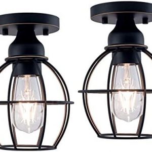 YaoKuem Semi Flush Mount Ceiling Light Fixture, E26 Medium Base, Metal Housing, Bulbs NOT Included, 2-Pack