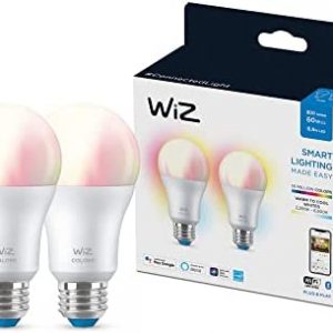 WiZ Connected 2-Pack Color 60W A19 Smart WiFi Light Bulb, 16 Million Colors, Compatible with Alexa and Google Home Assistant, No Hub Required, 2 Bulbs