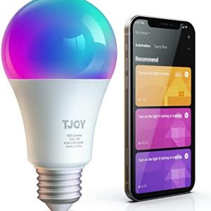 TJOY Alexa Smart Light Bulbs, WiFi Led Light Bulb Work with Alexa&Google Home, Dimmable RGB Color Changing 2700-6500K Smart App Control (2.4Ghz Only), A19 E26 9W (60W Equivalent) 800 Lumen ,1 Pack…