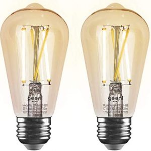 Geeni LUX Amber ST19 Edison WiFi LED Smart Bulb, 2700K – 6500K 8W, E26 Base, Dimmable, Tunable White Light, Compatible with Amazon Alexa & Google Home – No Hub Required- 2 Pack