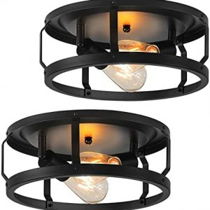 SviDau Kitchen Light Fixtures, 2 Pack 13 Inch Matte Black Flush Mount Ceiling Light Fixture for Hallway, Flush Mount Light Fixtures Ceiling Mount for Entryway, Laundry Room, Bedroom (E26 Base)