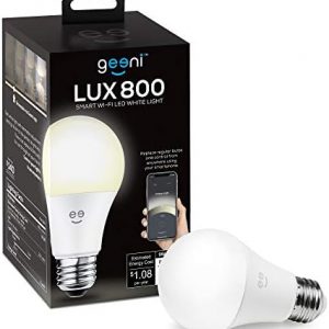 Geeni LUX 800 Smart Wi-Fi LED Dimmable White Light Bulb (2700K) – A19, 60-Watt Equivalent – No Hub Required – Works with Amazon Alexa, Google Assistant