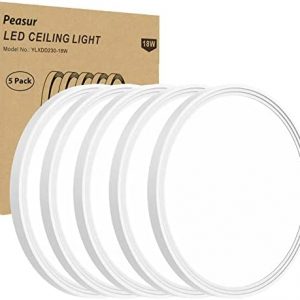 5Pack 9Inch Flush Mount Ceiling Light White,18 Watt 5000K LED Ceiling Light Fixture, Ultra Slim Close to Ceiling Light Fixture, Round Flat Low Profile Ceiling Lamp For Kitchen Bedroom Basement Hallway