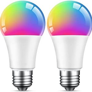 Beantech Smart Bulb, WiFi Light Bulbs, Color Changing Light Bulb, Smart Light Bulbs Work with Alexa & Google Assistant, A19 RGB Alexa Light Bulb, RGB+White, Dimmable LED Light Bulbs, 2 Pack