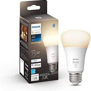 Philips Hue White A19 Medium Lumen Smart Bulb, 1100 Lumens, Bluetooth & Zigbee Compatible (Hue Hub Optional), Works with Alexa & Google Assistant, A Certified for Humans Device, 1 Bulb
