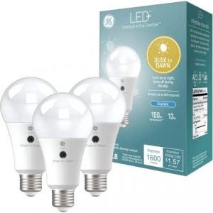 GE LED+ Dusk to Dawn LED Light Bulbs with Sunlight Sensors, Automatic On/Off Light Sensing Bulb, Daylight, A21 Bulbs (3 Pack)