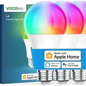 VOCOlinc Smart Light Bulb Works with Apple Homekit, Alexa, Google Home, Dimmable WiFi Smart Bulbs, 850 Lumens, E26 LED Smart Bulb 60 Watt Equivalent, A21, 2200K-7000K RGBW, 9.5W, 3 Pack