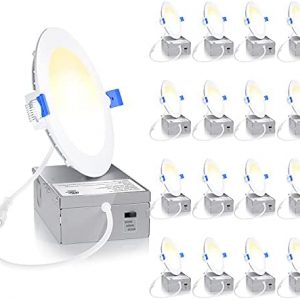 Ensenior 16 Pack Ultra-Thin LED Recessed Lighting 4 Inch 3CCT with Junction Box, 3000K/4000K/5000K Selectable, 9W 75W Eqv, Dimmable Can-Killer Downlight, 750LM High Brightness – ETL&Energy Star