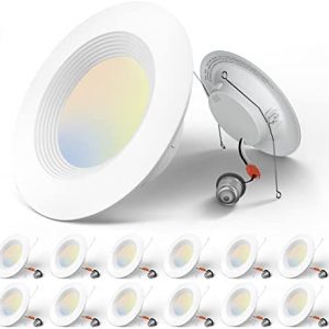Amico 5/6 inch 3CCT LED Recessed Lighting 12 Pack, Dimmable, IC & Damp Rated, 12.5W=100W, 950LM Can Lights with Baffle Trim, 3000K/4000K/5000K Selectable, Retrofit Installation – ETL & FCC Certified